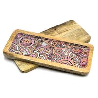 Better World Aboriginal Art Mango Wood Tray (31cm x 13cm)  - Regeneration