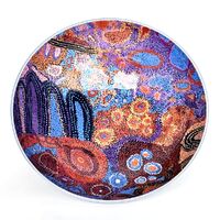 Better World Aboriginal Art - Stainless Steel Large Salad Bowl - Seven Sisters