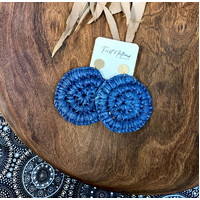 First Nations Fashionista - Handmade Aboriginal Art Woven Earrings (Blue with studback)