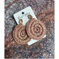 First Nations Fashionista - Handmade Aboriginal Art Woven Drop Earrings (Light Pink with Stone Detail)