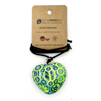 Better World Aboriginal Art Lacquered Heart Pendant - Ngarrindjeri Country