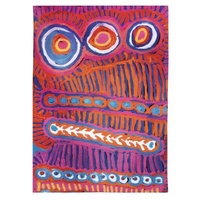 Better World Aboriginal Art Digital Print Cotton Teatowel - Two Dogs Dreaming 