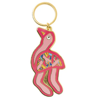 the Torch Aboriginal Art Enamel Keyring - Emu (Pink)