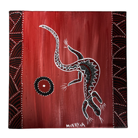 David Miller Aboriginal Art/Painting Stretched Canvas (30cm x 30cm) - Goanna (1)