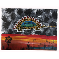 David Miller Aboriginal Art/Painting Stretched Canvas (40cm x 30cm) - Echidna Dreaming (3)