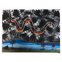 David Miller Aboriginal Art/Painting Stretched Canvas (40cm x 30cm) - Snake Dreaming (1)