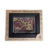 Murra Wolka Single Framed Aboriginal Hand painted Dot Art (Ochre Yellow) (19cm x 15cm)