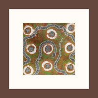 Framed Aboriginal Art Print (20cm x 20cm) - Black Snake 