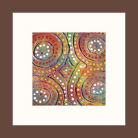 Framed Aboriginal Art Print (20cm x 20cm) - Campsites