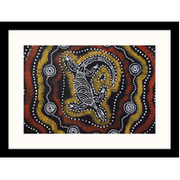 Framed Aboriginal Art Print [40cm x 30cm] - Oola the Lizard