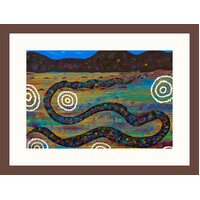 Framed Aboriginal Art Print [40cm x 30cm] - Rainbow Serpent