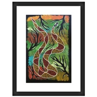 Framed Aboriginal Art Print [30cm x 40cm] - Snake on Country