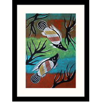 Framed Aboriginal Art Print (30cm x 40cm) - Thuggai the Yellowbelly