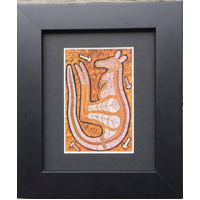 Murra Wolka Large Framed Aboriginal Art Print (25cm x 34cm) - Kangaroo