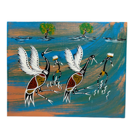 Dreamtime Kullilla Aboriginal Art Canvas Board (8x10) w/- stand - Brolga Dance