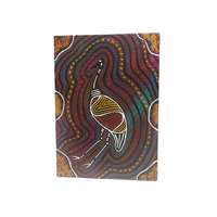 Handpainted Aboriginal Art Canvas Board (5x7) (18cm x 15cm) - Dinewan the Emu