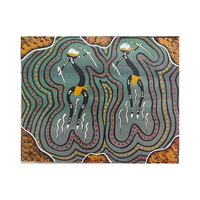 Dreamtime Kullilla Aboriginal Art Canvas Board (8x10) - Corroboree Dancers