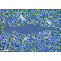 Aboriginal Art Print on Stretched Canvas (30cm x 20cm) - Gaya-Dari the Platypus