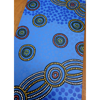 Stephen Hogarth Aboriginal Art Stretched Canvas (40cm x 102cm) - Camping By The River