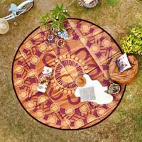 Aboriginal Recycled Mat - 3.6m Round - Celebration (Tan)