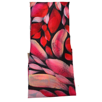 Aboriginal Art Giftboxed 100% Silk Scarf - Bush Leaves (Pink)