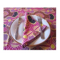 Keringke Aboriginal Art Cotton Napkin Set (4) (Pink)