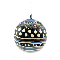 Better World Aboriginal Art Lacquered Xmas Ball Decoration - Ocean and Earth