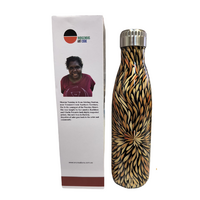 Sharon Numina Aboriginal Art Stainless Steel Bottle - 500ml - Bush Medicine Leaves