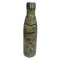 David Hudson Aboriginal Art Stainless Steel Bottle - 500ml - Ganyal-Yabani (Goanna Hunt)