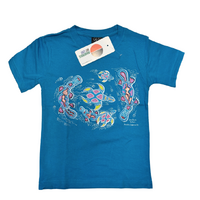 Children's Aboriginal Design T-Shirt - Egg Layers [Cyan]