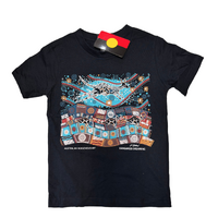 Children's Aboriginal Design T-Shirt - Kangaroo Dreaming [Navy] [size: Size 14]