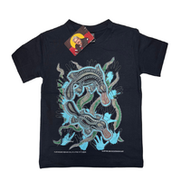 Children's Aboriginal Design T-Shirt - Platypus Mother [Navy]