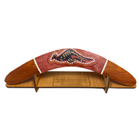 Aboriginal Art handpainted Giftboxed Boomerang & Stand (35cm)