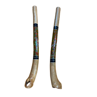 Eucalyptus (Red Boxwood)  handpainted Didgeridoo (1.26M ) - Emu (Green/Red)