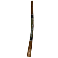 Eucalyptus handpainted Ironbark Didgeridoo [1.3m] - Emu and Warrior 2 (Green/Red)