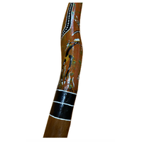 Eucalyptus handpainted Ironbark Didgeridoo [1.3m] - Kangaroo and Warrior (Orange/Red)