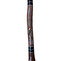 Eucalyptus (Ironbark) Handpainted Didgeridoo (1.52m) - Bell with Kangaroo (Red/Orange)