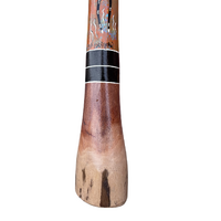 Eucalyptus (Ironbark) Handpainted Didgeridoo (1.30m) - Bell with Kangaroo and Warrior (Orange)