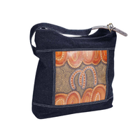 By Meeka Leather/Denim Canvas Shoulder/XBody Handbag (32cm X 37 X 8cm) - Sibling Bond