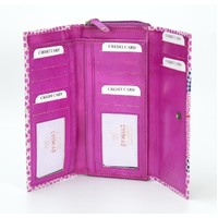 By Meeka Genuine Leather Ladies Tri-Fold Wallet (11cm x 21cm) - Waratah