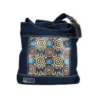 Muralappi Journey Leather/Black Canvas Shoulder/XBody Handbag (32cm x 37cm) - Family Ties [colour: Denim]