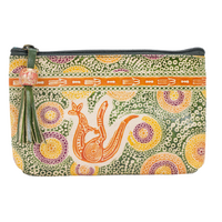 Muralappi Journey Genuine Leather Small Vanity Case (18cm x 11cm) - Kangaroo in Summer Flowers [colour: Black]