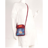 Nikki Dee Designs Genuine Leather/Canvas Combination Body Bag [20 X 16cm] - Emu Egg Hunting Time