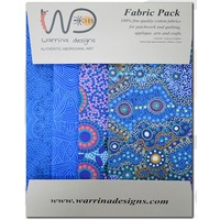 Fabric 4pce Quarter Pack [Blue] - Aboriginal Design Fabric 