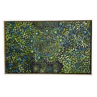 Aboriginal Art Original Painting - Stretched Canvas in Box Frame (68cm x 42cm) - Bush Medicine Leaves