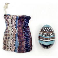 Better World Aboriginal Art Handmade Decorative Lacquered Egg & Stand + Giftbag - Land Meets the Sea