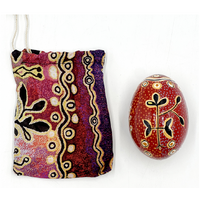 Better World Aboriginal Art Handmade Decorative Lacquered Egg & Stand + Giftbag - Yam and Bush Tomato Dreamings