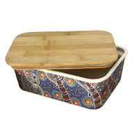 Utopia Aboriginal Art Bamboo Lunch Box - Dreamtime Sisters