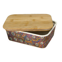 Utopia Aboriginal Art Bamboo Lunch Box - Bush Orange (Atwakeye)