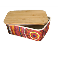 Utopia Aboriginal Art Bamboo Lunch Box - Sunrise Of My Mothers Country